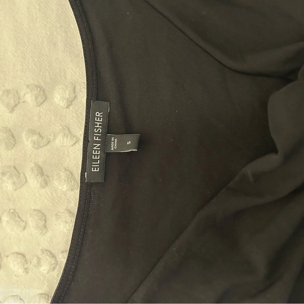 Eileen Fisher Black Long Sleeve Cowl Neck Blouse 100% Silk Sz S